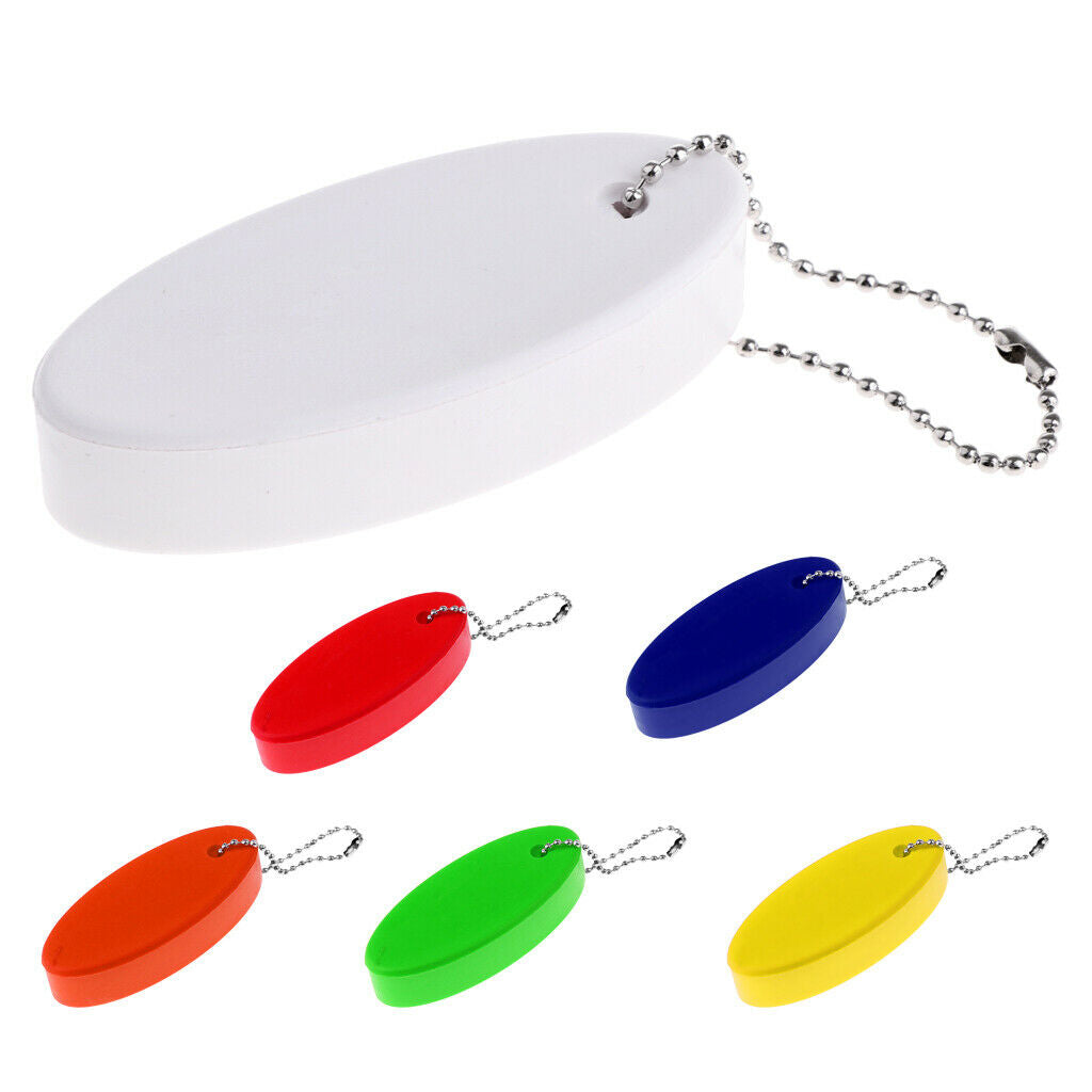 White Foam Floating Oval Keychain Keyring Water Sports Boating Key Float