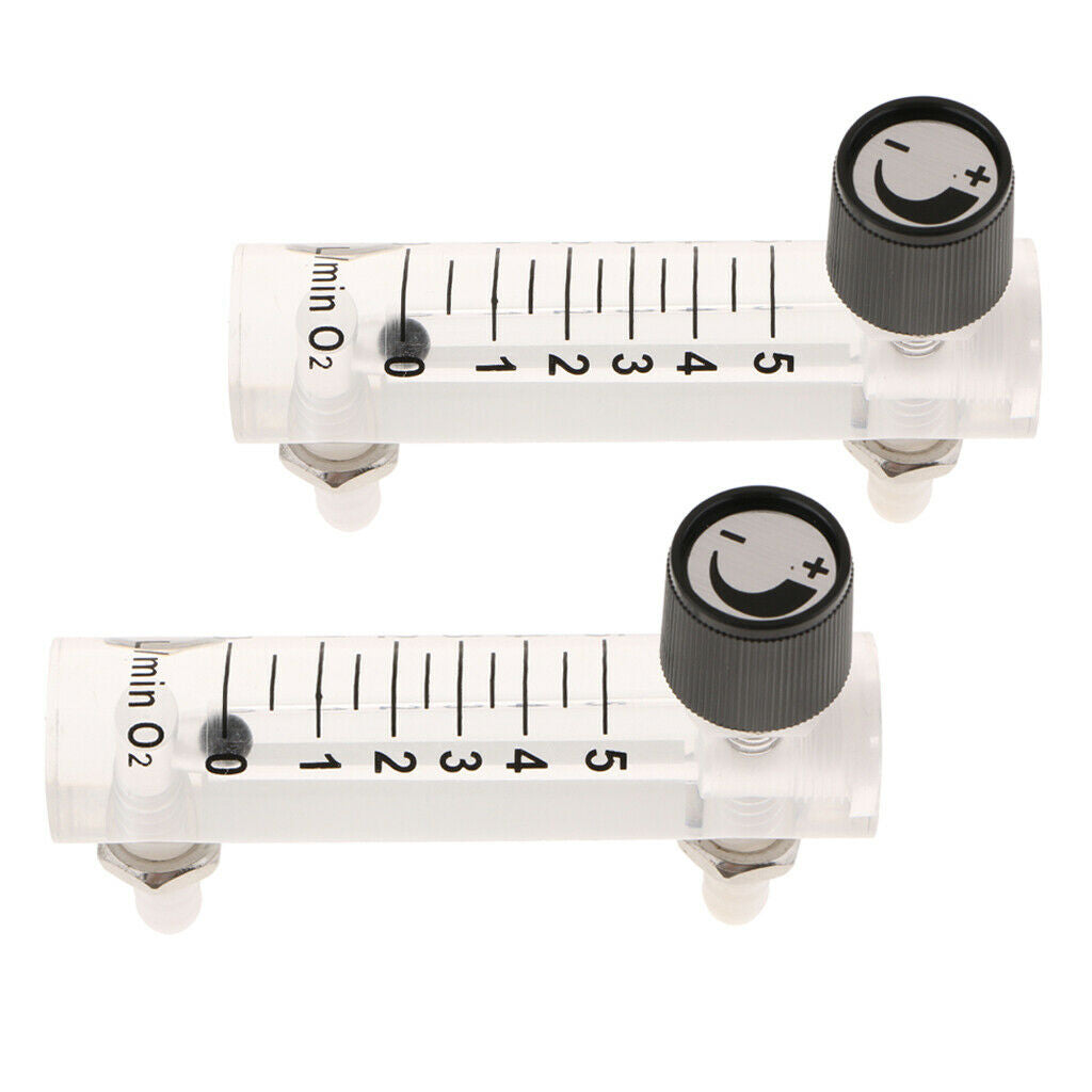 2x 0-5LPM Oxygen Gas Air Flow Meter Flowmeter Device Supplies with Valve
