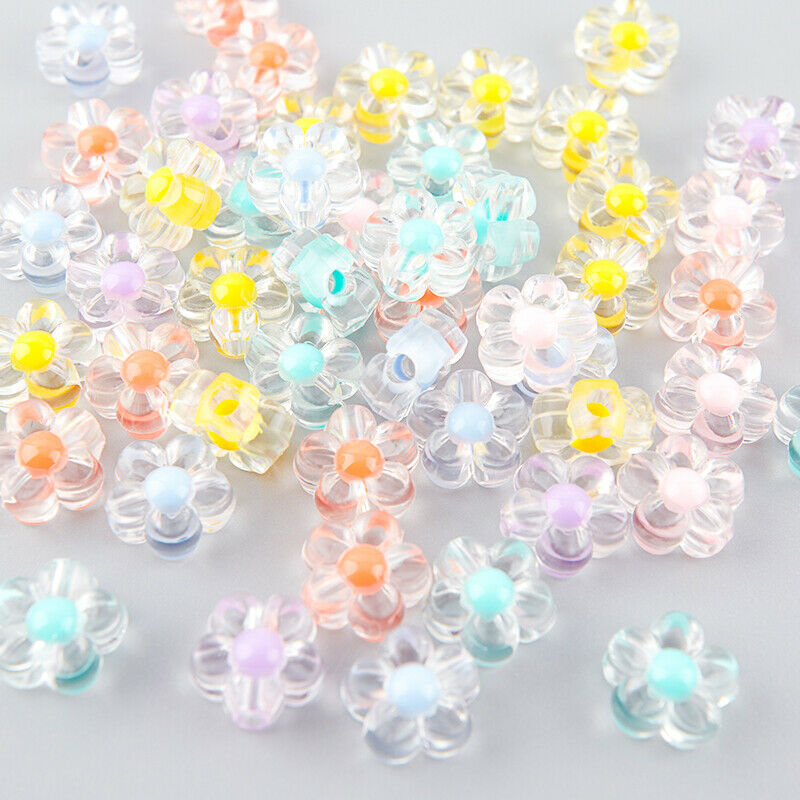 50Pcs DIY Jewelry Accessory Acrylic Flower Spacer Blossom Bead Bracelet Mak Qx