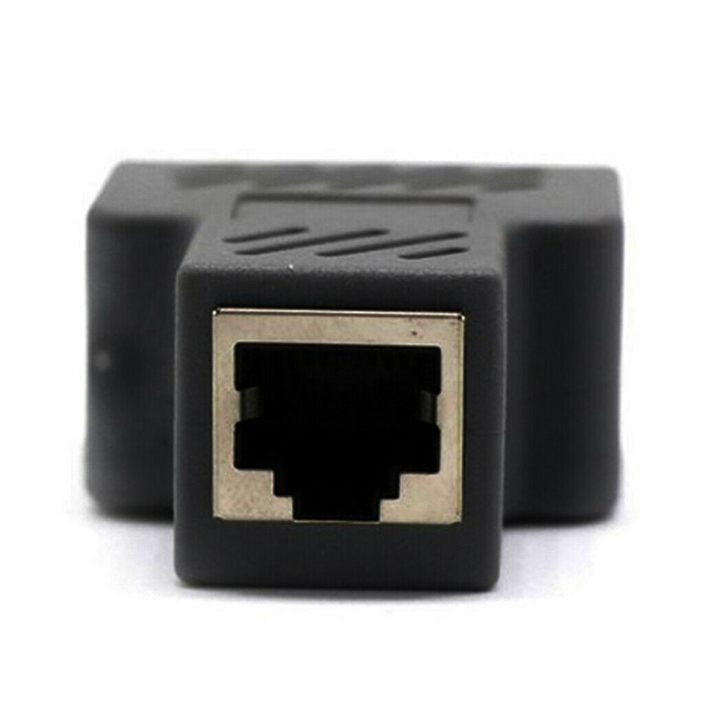 Splitter Adapter 1 to 2 Ways Female Port for CAT5/CAT 6 LAN Cable Black