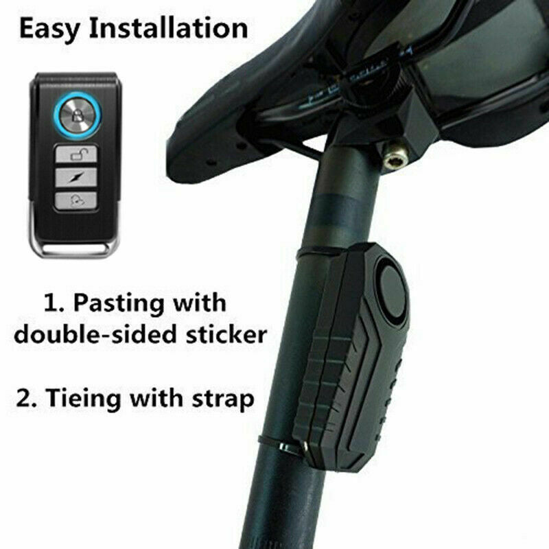 113dB Wireless Anti-Theft Vibration Motorcycle Bike Security Alarm W/Remote 1Kit