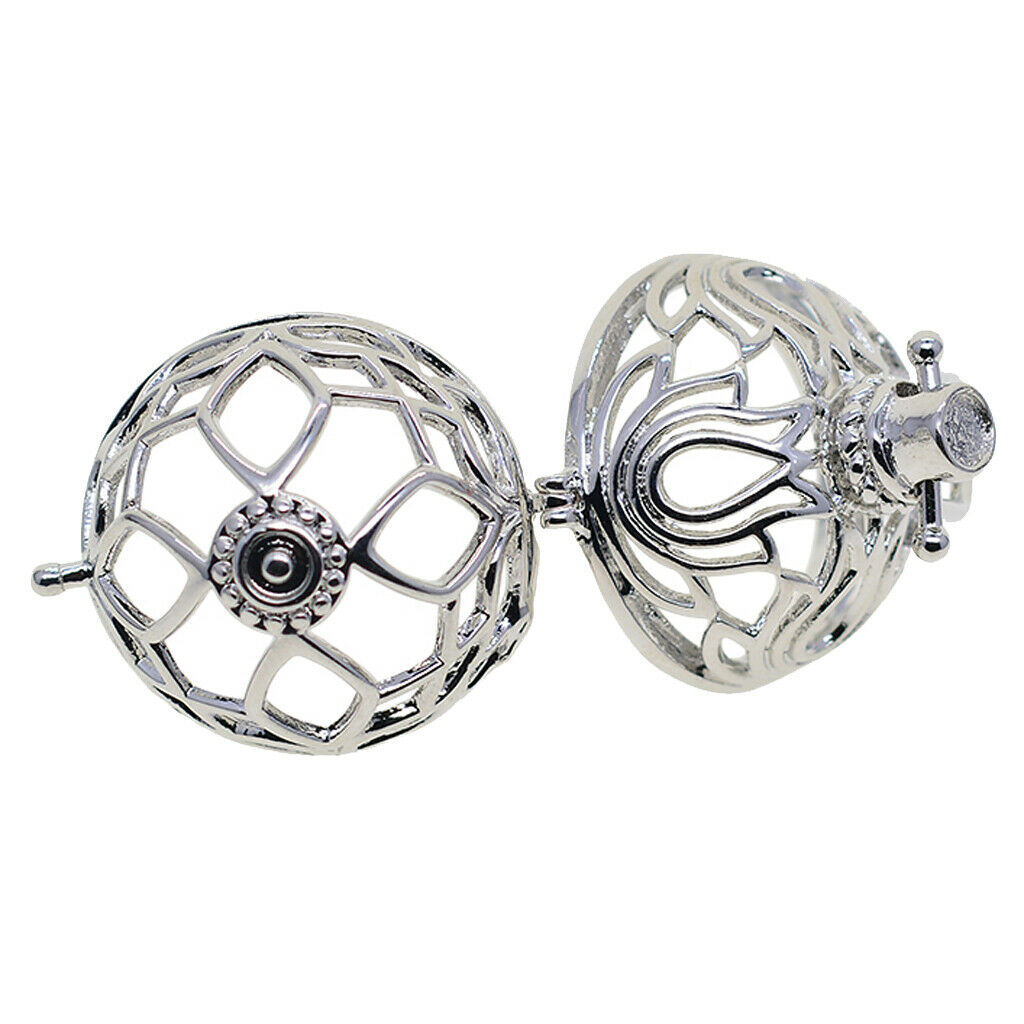 Water Lily Flower Beads Cage Pendant Locket Charm for DIY Necklace Pendant
