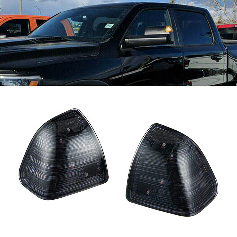 For Dodge Ram 1500 11-17 Smoke Lens Amber LED Side Mirror Turn Signal Lights