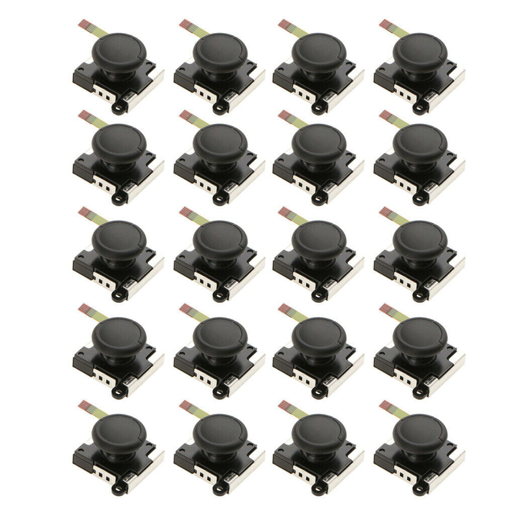 Set of 20 L R Analog Joystick Rocker Stick for Nintendo NS Joy-Con Black