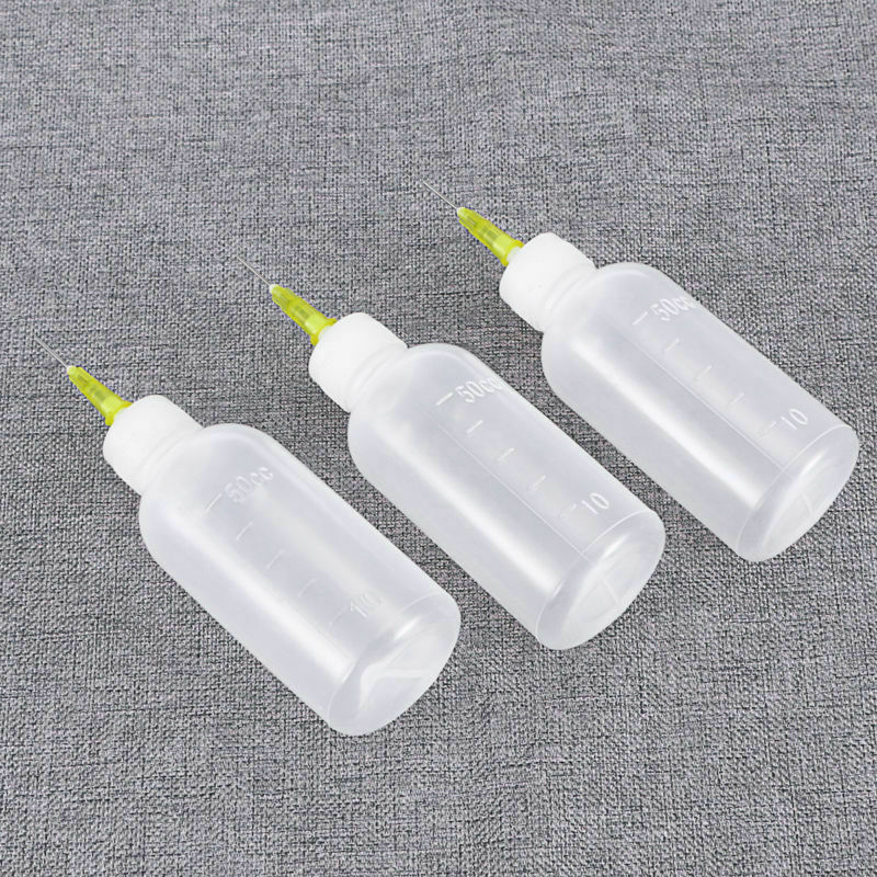 6X50ml Glue Applicator Needle Squeeze Bottle Clear White Quilling DIY Craft Tool