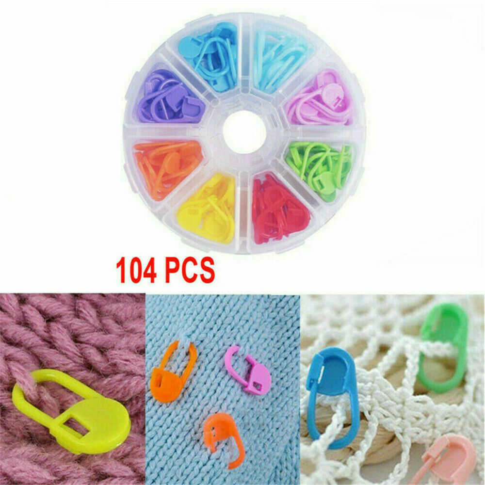 104pc/kit Knitting Crochet Locking Stitch Needle Clip Markers Holder Tool