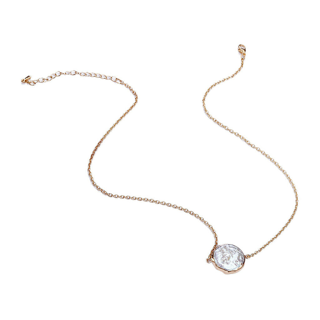 Beautiful Shiny Natural Pearls Necklace Charms Pendants Women Girls Chain