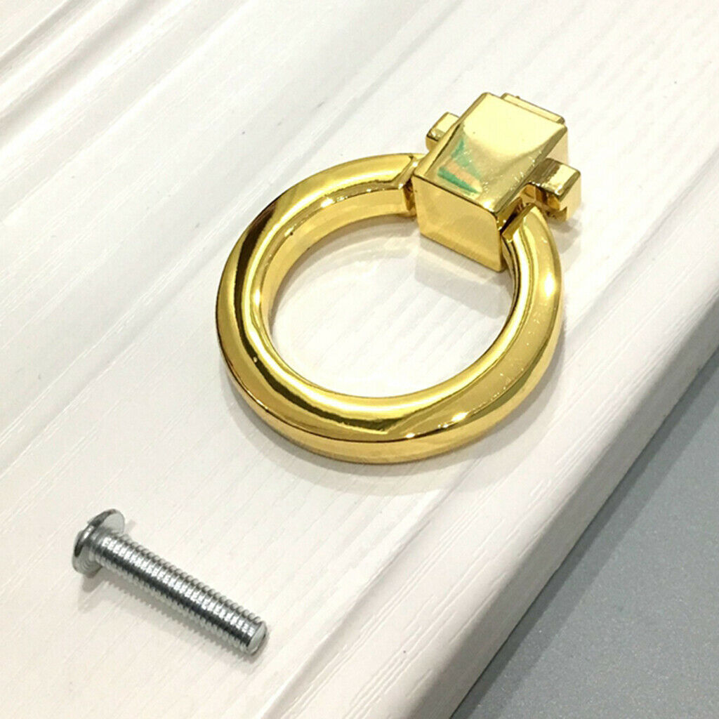 Bright Golden Color Cabinet Knob Round  Handle Furniture Hardware Metal