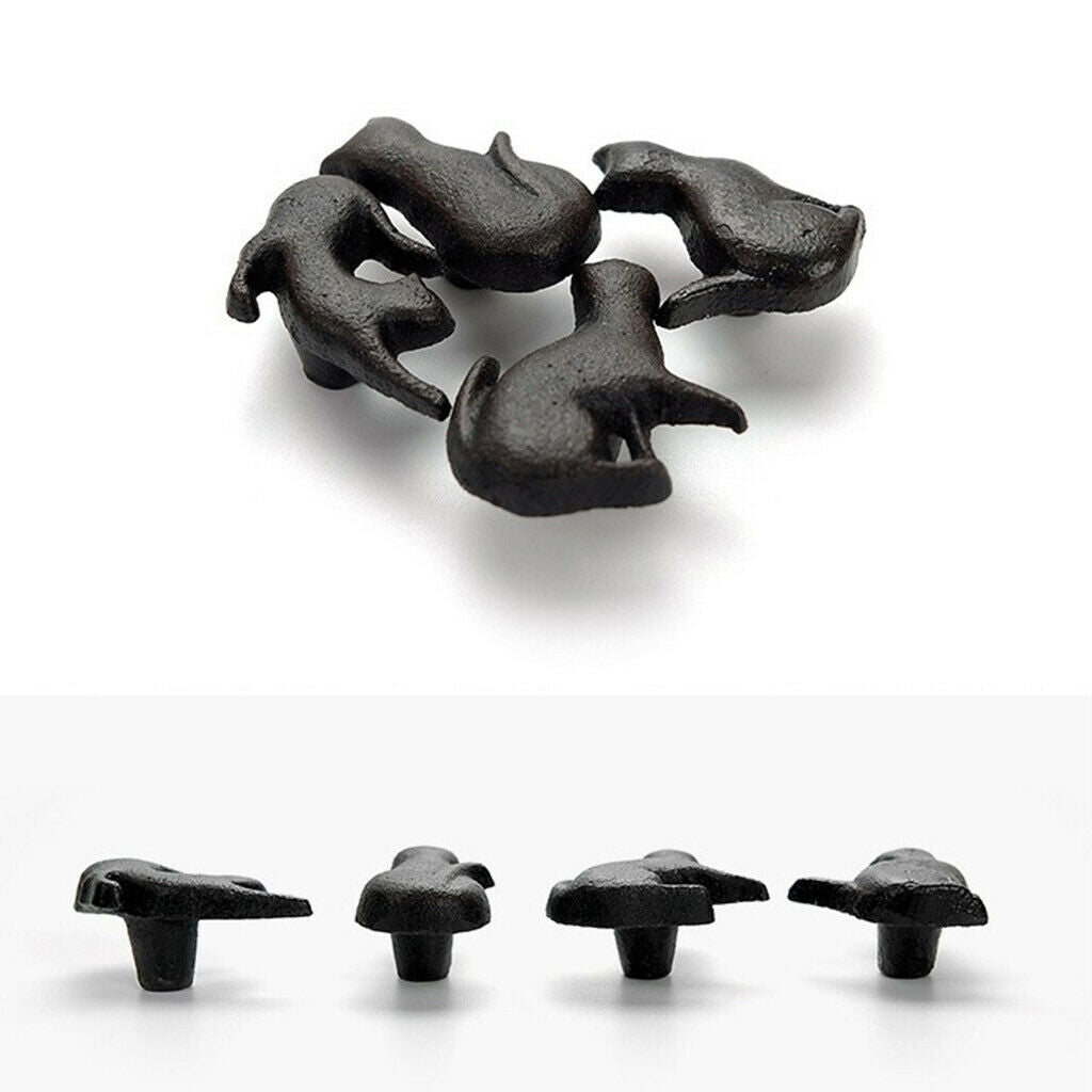 8Pcs Cast Iron Cat Shaped Cabinet Furniture Door Knob Cupboard Wardrobe Pull