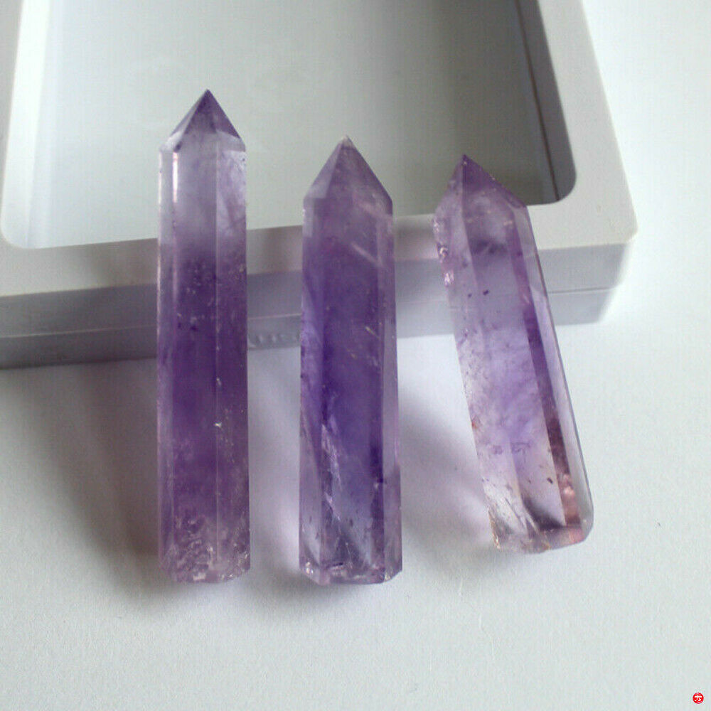 Natural Amethyst Fluorite Quartz Crystal Point Purple Healing Wand 40-50cm