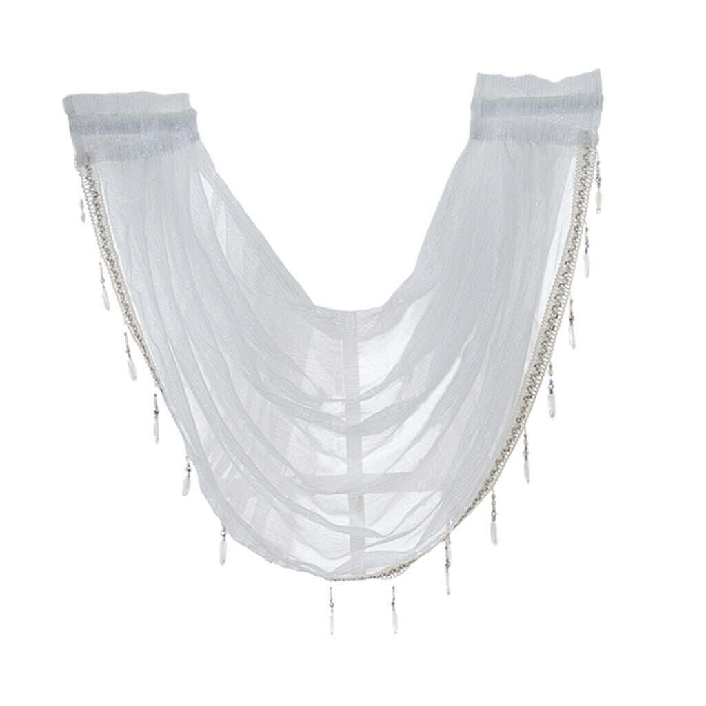 1 Panel Glitter Tassel Window Valance Sheer Curtain Tiers Half Curtains