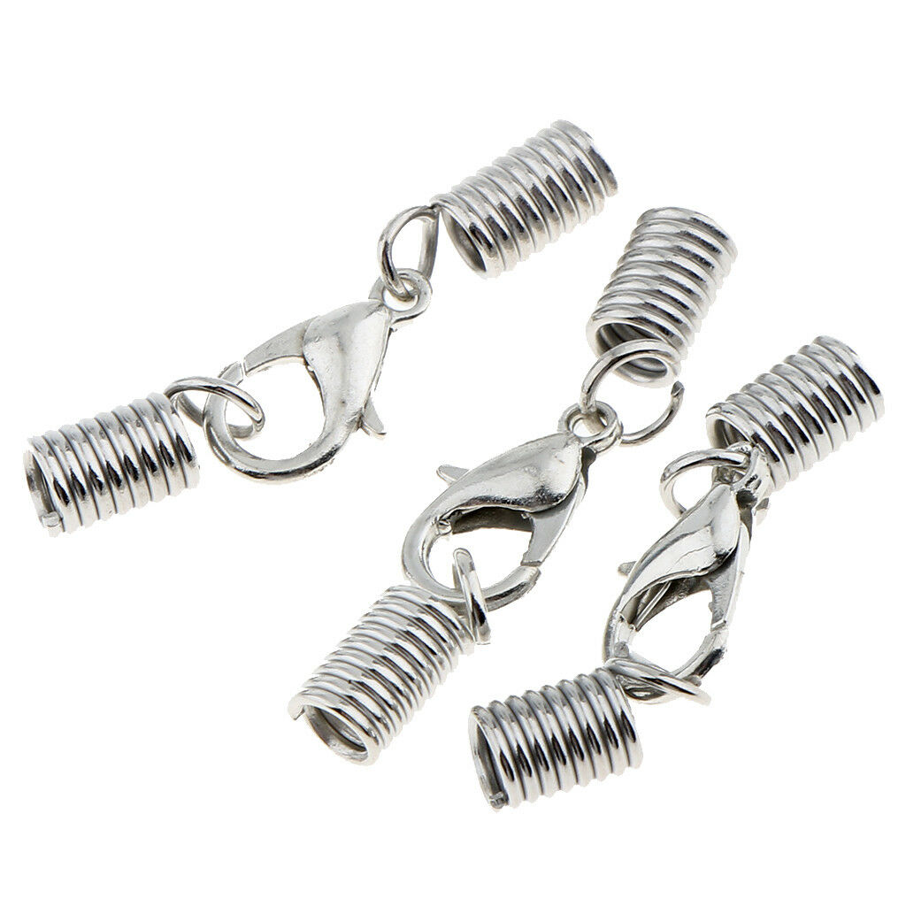 20Pcs Lobster Clasp with Spring Clasp Cord End Crimp Caps Necklace Connector