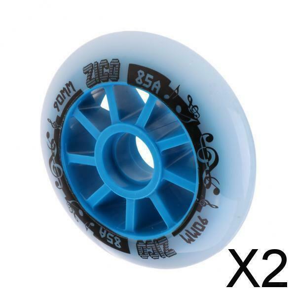 2X Outdoor PU Roller Inline Skates Wheel Replacement Racing Wheels 90mm Blue