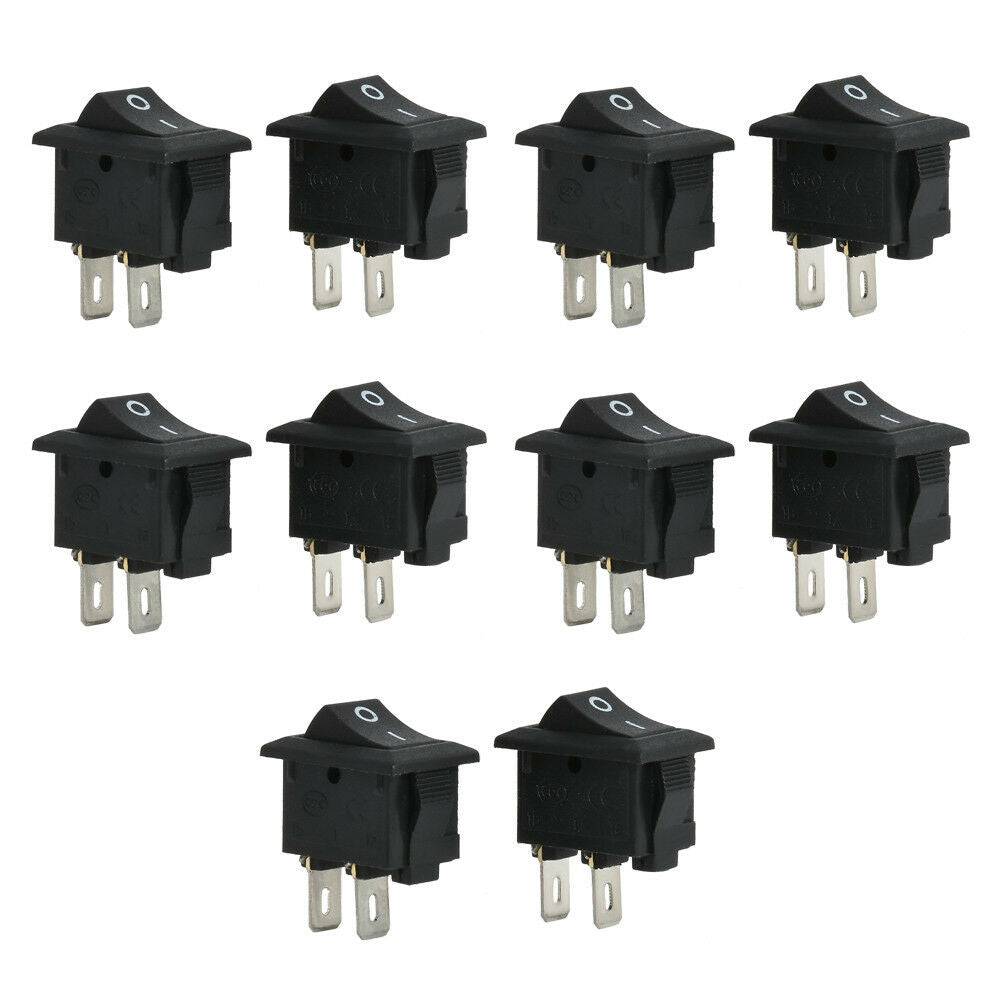 10PCS Black 2 Pin 12V Car Boat Round Dot Light ON/OFF Rocker Toggle Switch Tool