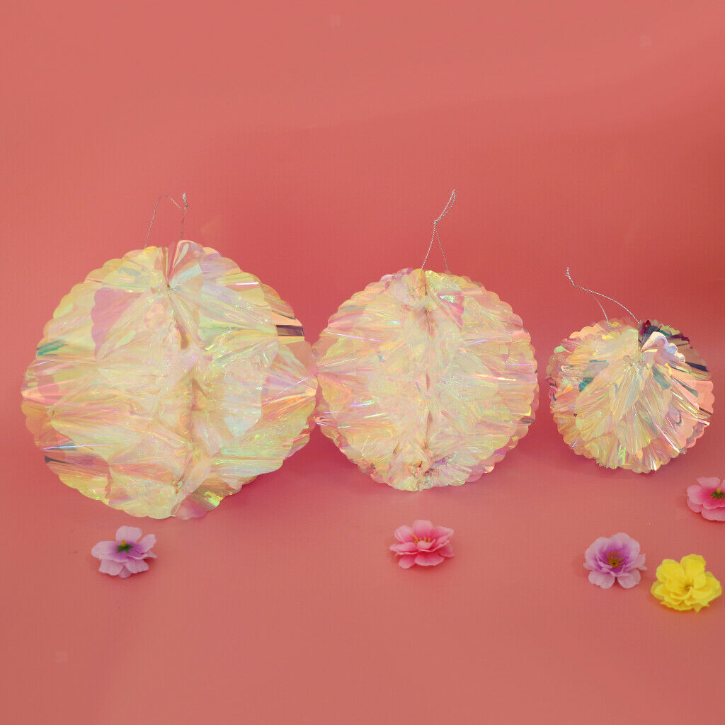 3 Pieces Rainbow Film Gradient Plastic Flower Ball DIY Wedding Venue Decor