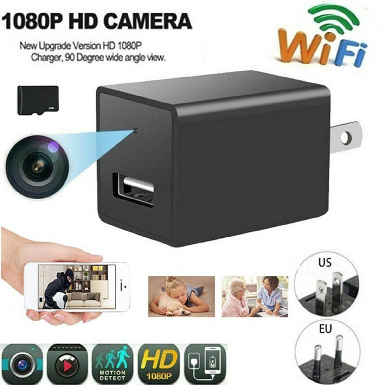 Portable USB Charger Camcorder Camera for Recorder Nanny Outdoor Covert