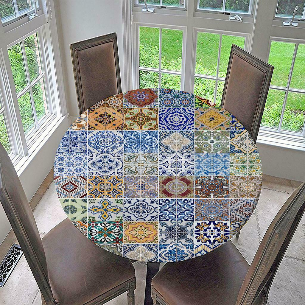 Set of 3 Non-Slip Vinyl Tablecloth Washable Round Dinner Party 48/60'' #1