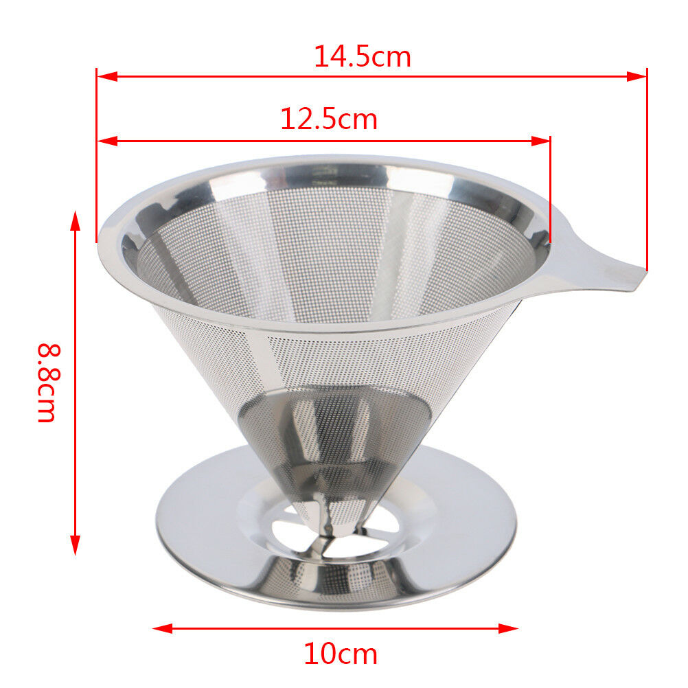Reusable coffee filter holder stainless steel brew drip coffee funnel metal DD