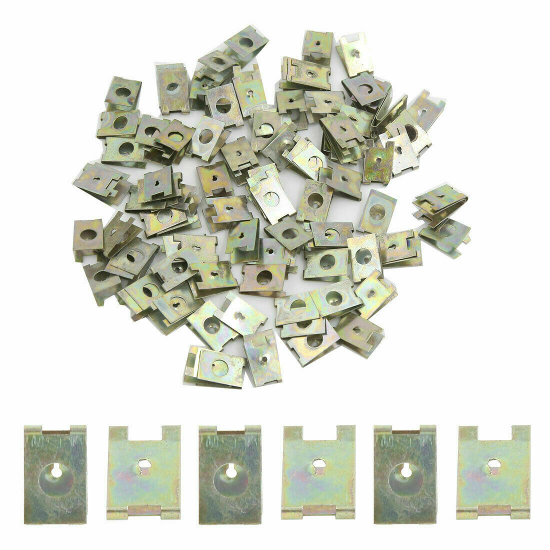 100pcs 6mm Bronze Ton Ressort MÃ©tal Voiture Porte Panneau Spire Vis U-Type Clips