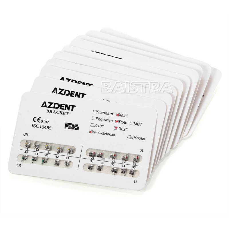 50 x Dental Orthodontic Metal Brackets Braces Mini Roth Slot.022 3-4-5 Hooks