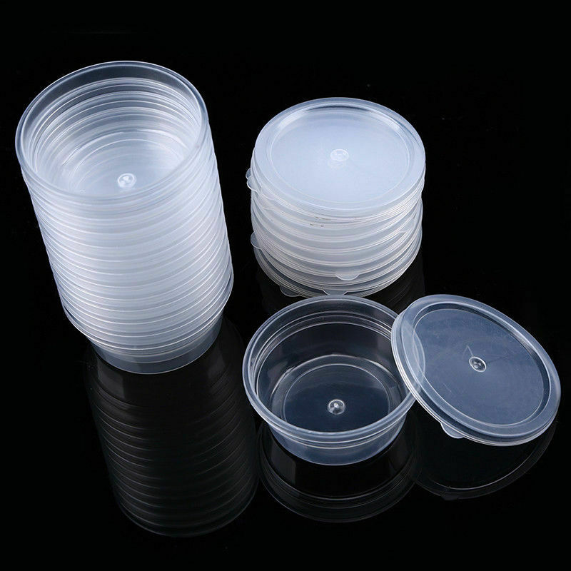 Round Food Containers Plastic Clear Storage Deli Pots w/ Lids Takeaway Box 10pcs