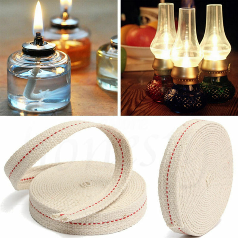 5PCS 1M White Flat Cotton Oil Lamp Wick Roll For Oil Lamps and Lanterns 10mm