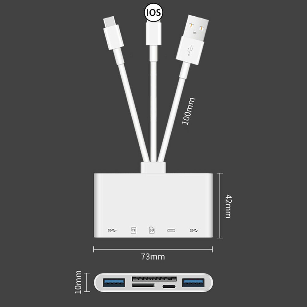 5 in 1 Hub USB Adapter For iP Android Tablet SD/TF Card Reader Support LIN