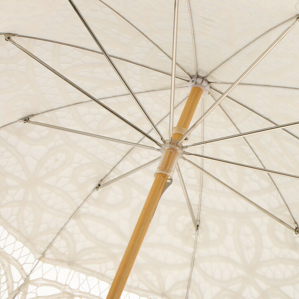 Lace Floral Umbrella Parasol Wedding Bridal Flower Girl Photo Prop Beige