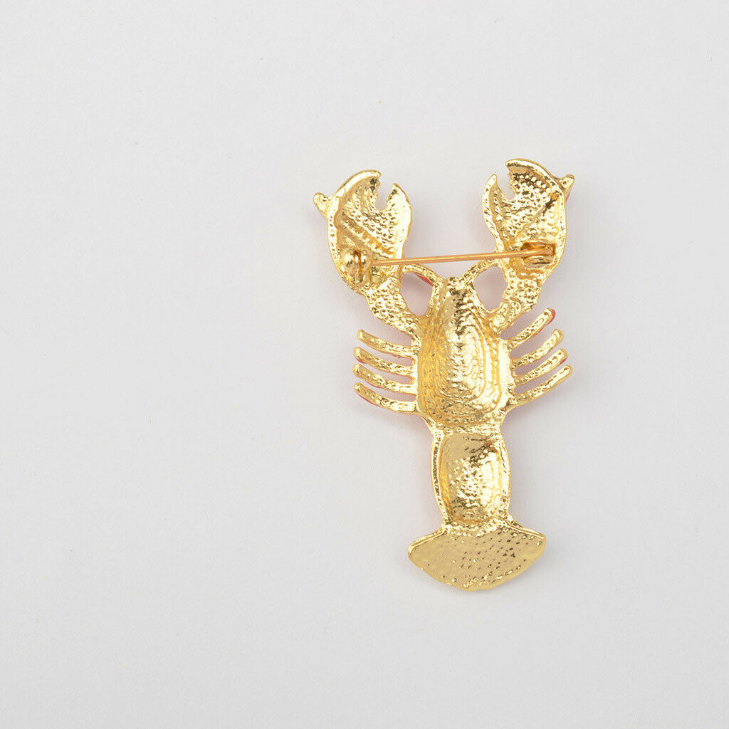 1 Pic Brooch Red Zinc Alloy Golden Crayfish Bridal Design Pin Style Jewelry