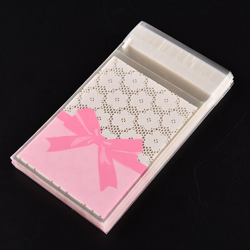 100X Flower Lace Pastry Cookie DIY Gifts Self-Adhesive Plastic Cellophane .l8