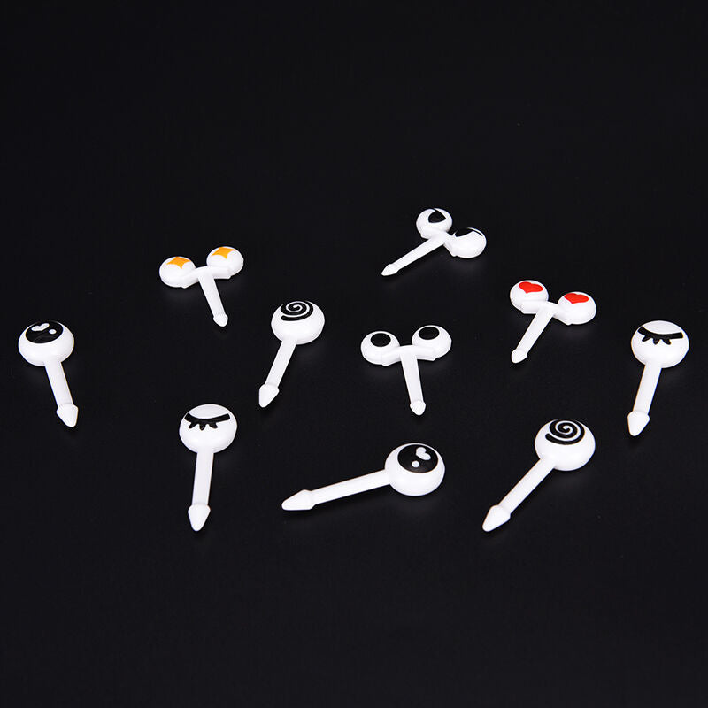 10PCs Plastic Fruit Toothpick Lovely Eye Cartoon Forks Decorative Tableware DD