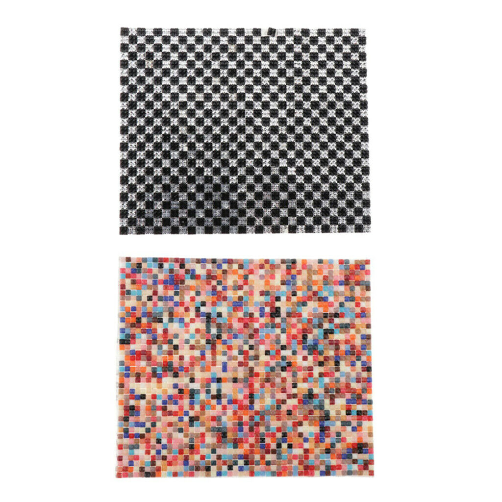 2 Packs Mosaic Wallpaper Floor Covering for 1:12 Room Ornaments Accessory