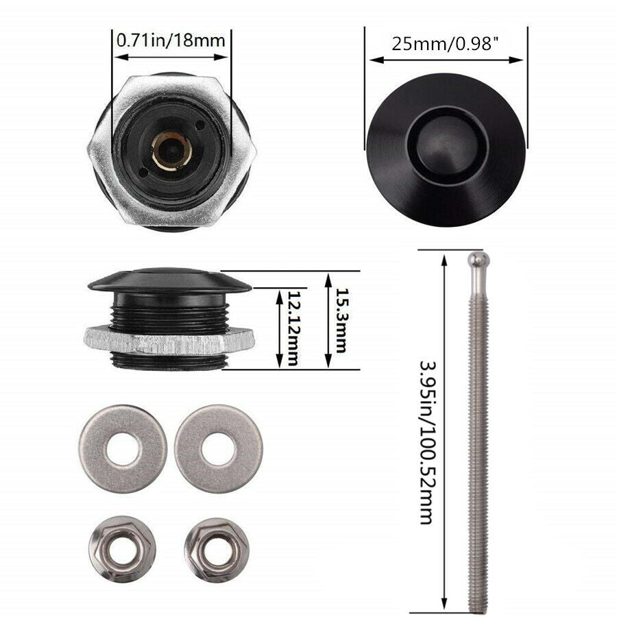 4X 25mm Quik Release Latch Fastener Hood Push Button Billet Pins Lock Long screw
