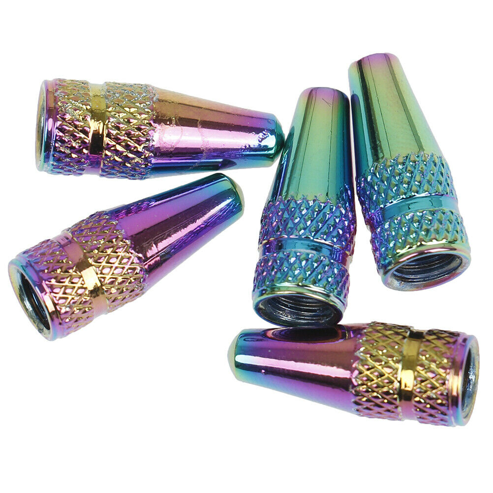 5Pcs Rainbow Bicycle Tire Valve Cap Tyre Valve Stem Aluminum Alloy Dust CoveE FG