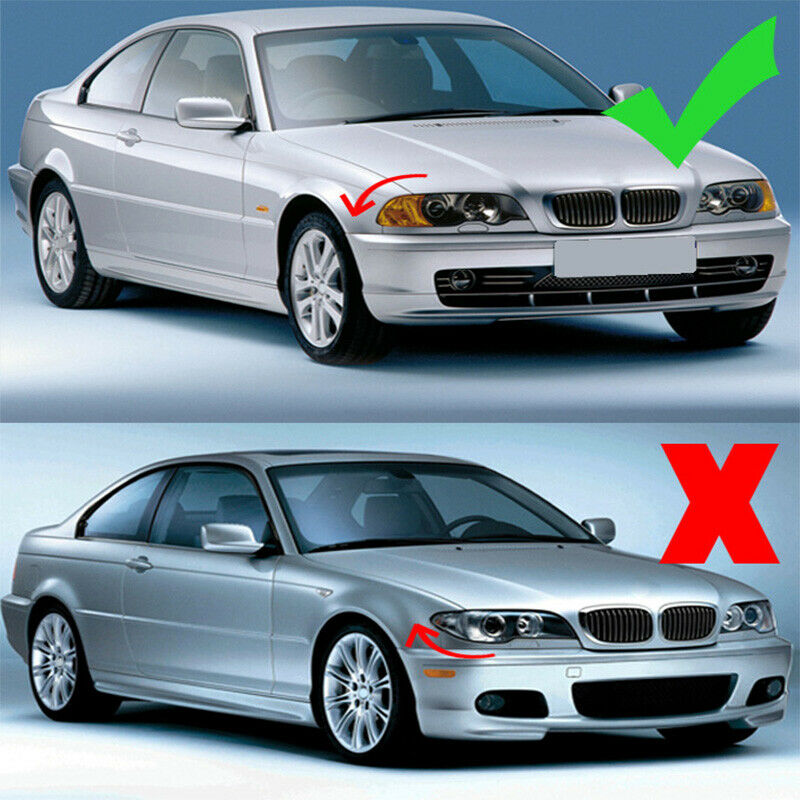 For BMW 3Series E46 M3 1999-2007 Pair Front Kidney Grilles Dual Slat Matte Black