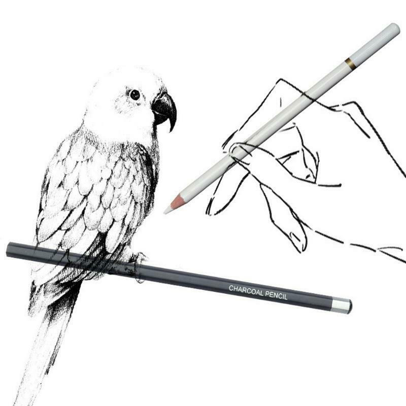 3pcs White Sketching Charcoal Drawing Pencil Art Set Art Painting Stationery