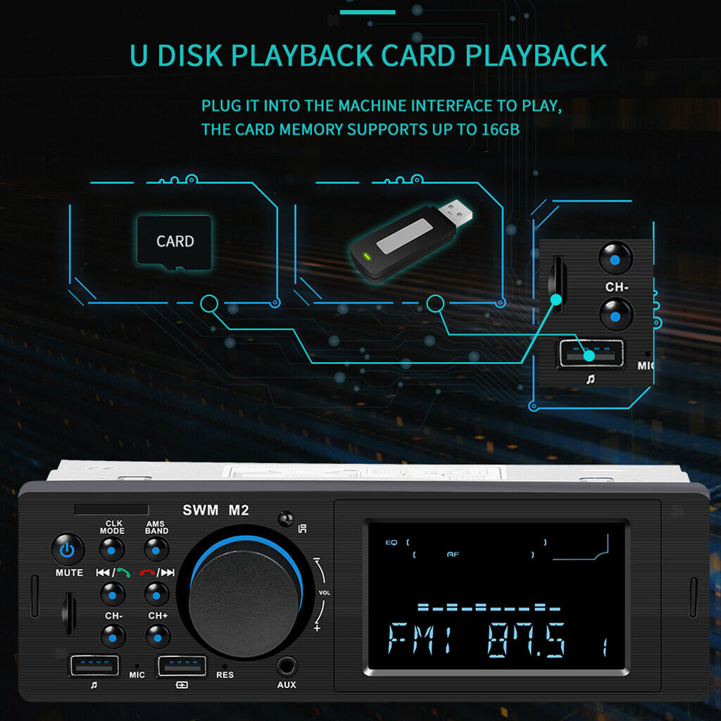 Car Stereo Radio MP3 Player In-Dash Bluetooth FM Charging Player Control