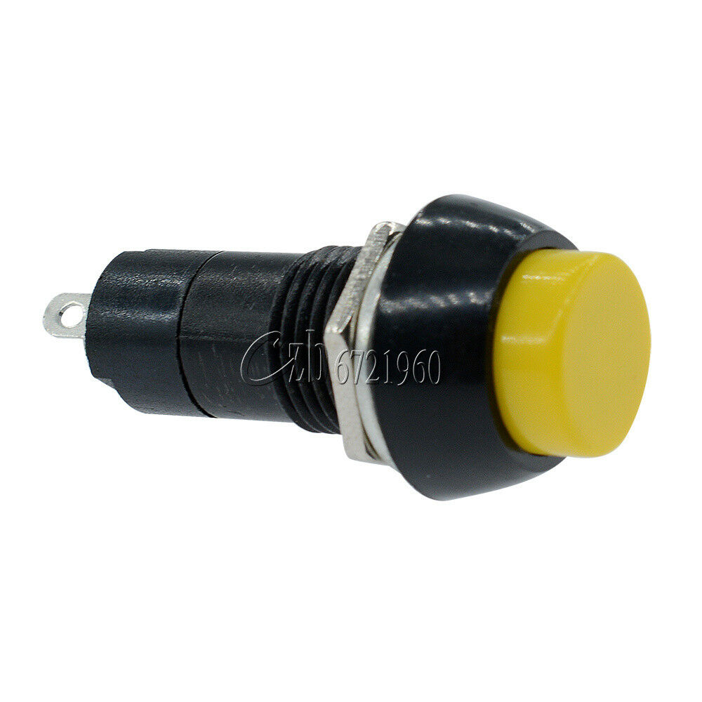 5PCS 12mm 3A 250V Yellow Push Button Switch PBS-11B No Self-Lock ON/OFF Lock