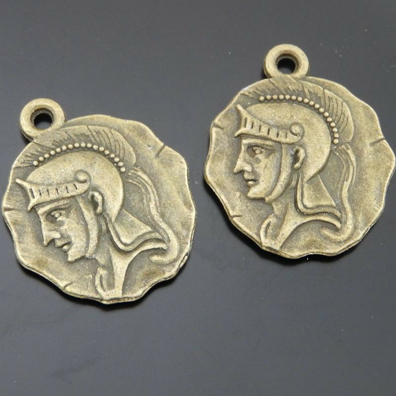 15 pcs Antiqued Bronze Knight Avatar Alloy Charm Pendant Jewelry Craft 24*19*2mm