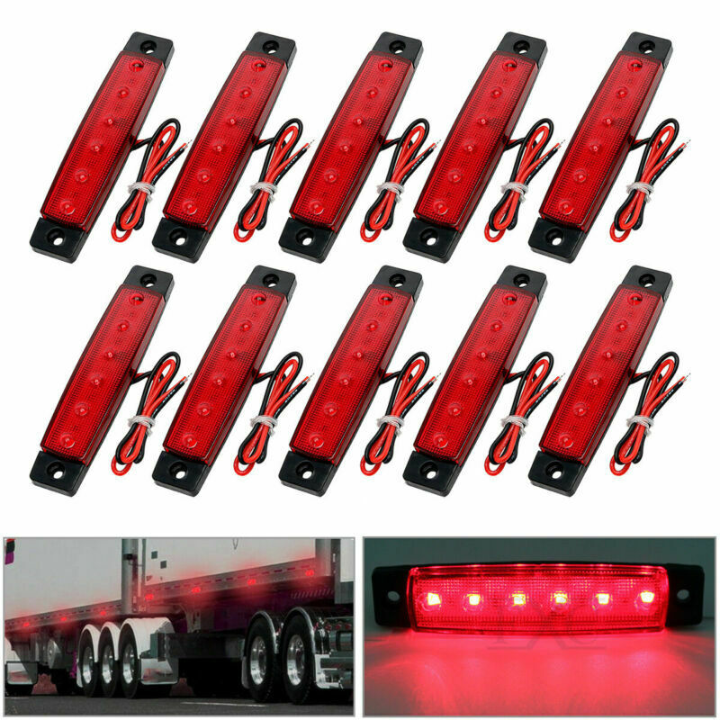10x 12V LED Clearance Side Marker Light Indicator Lamp Strip Truck Trailer Lorry