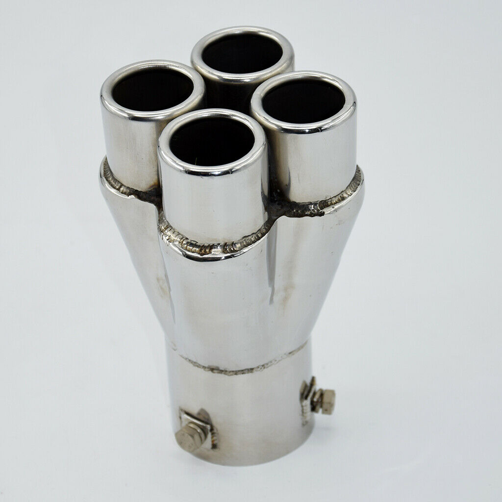 Stainless Steel Car SUV 57mm Exhaust Pipe Tail Muffler Silencer 4 Tips 155mm New
