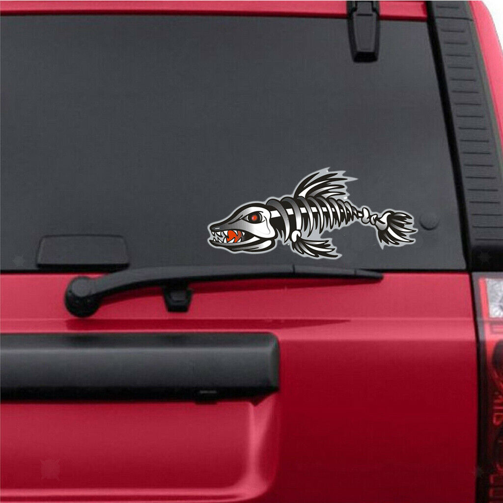 Vinyl 2x Shark Mouth + 2x   Skeleton Kayak Canoe Boat Car Decals Stickers