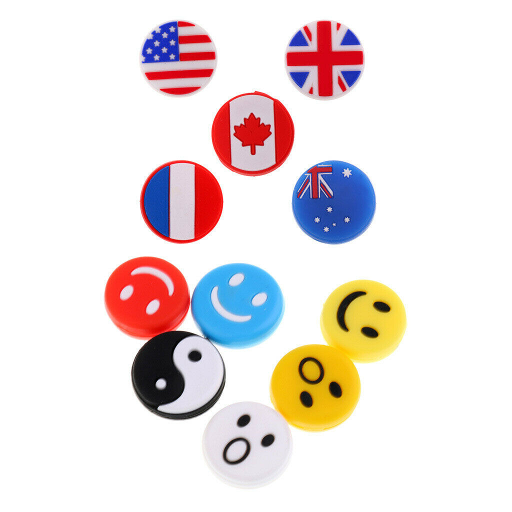 11 Pieces/Pack Mix Expression and National Flag Pattern Tennis Racquet Vibration