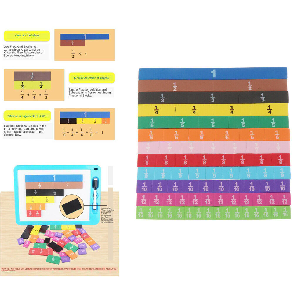 83pcs Magnetic Rainbow Fraction Tiles Math Toys 24x20cm