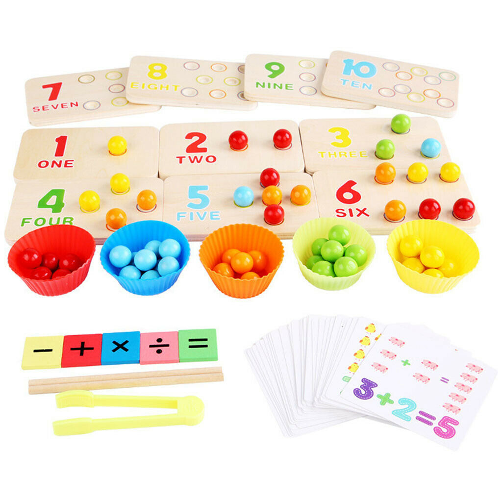 Montessori Wooden Clips Beads Board Game Class Math Games Early Education