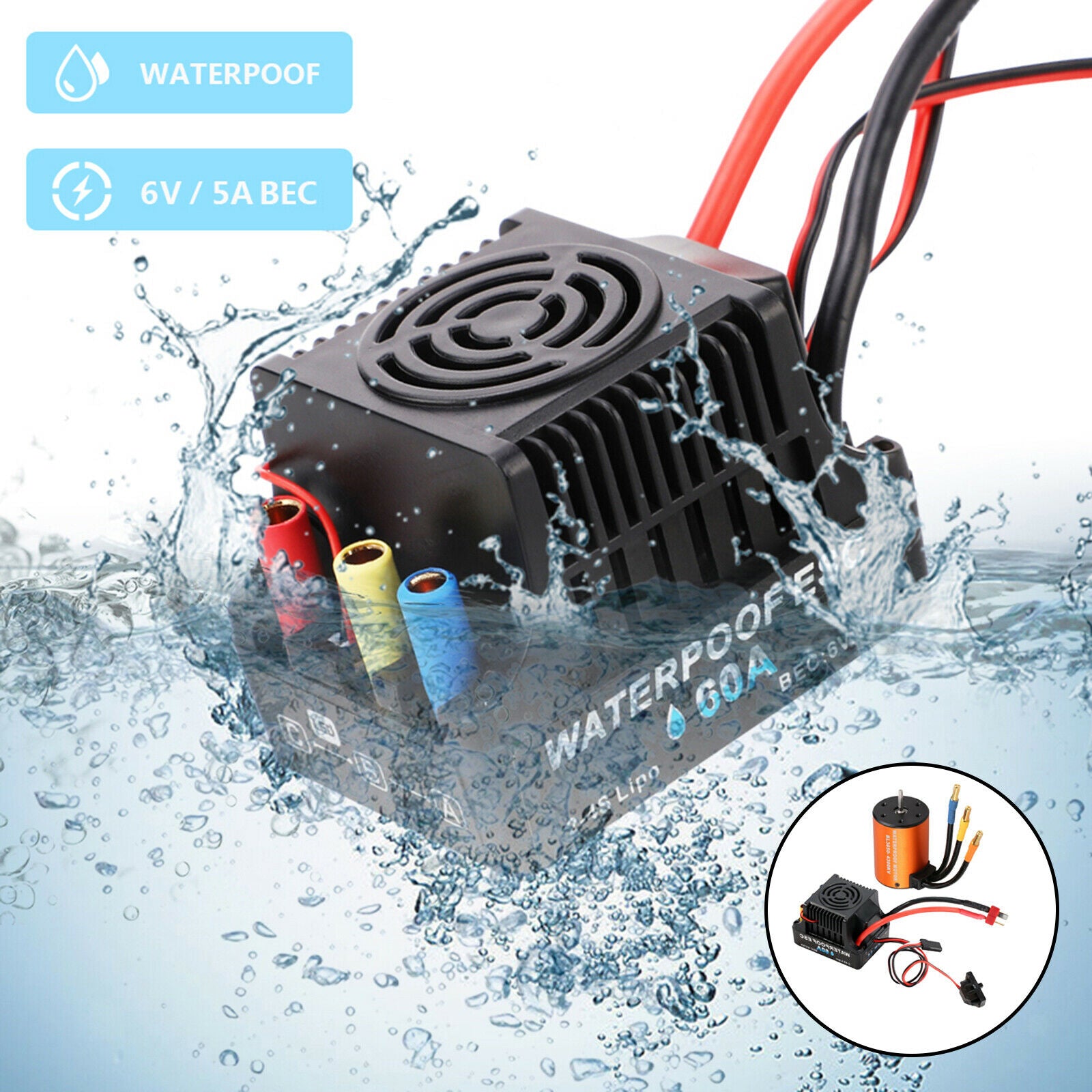 RC Car Brushless Motor with 60A ESC for HSP 94123 94111 94170