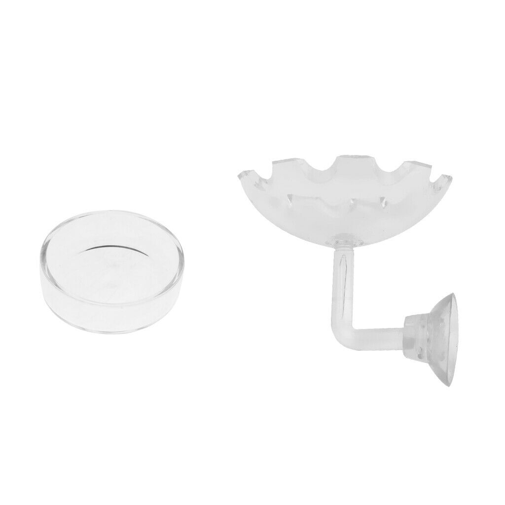2 Pcs Feeding Dish Feeder - Never Run Out of Food for Shrimps, Transparent Basin