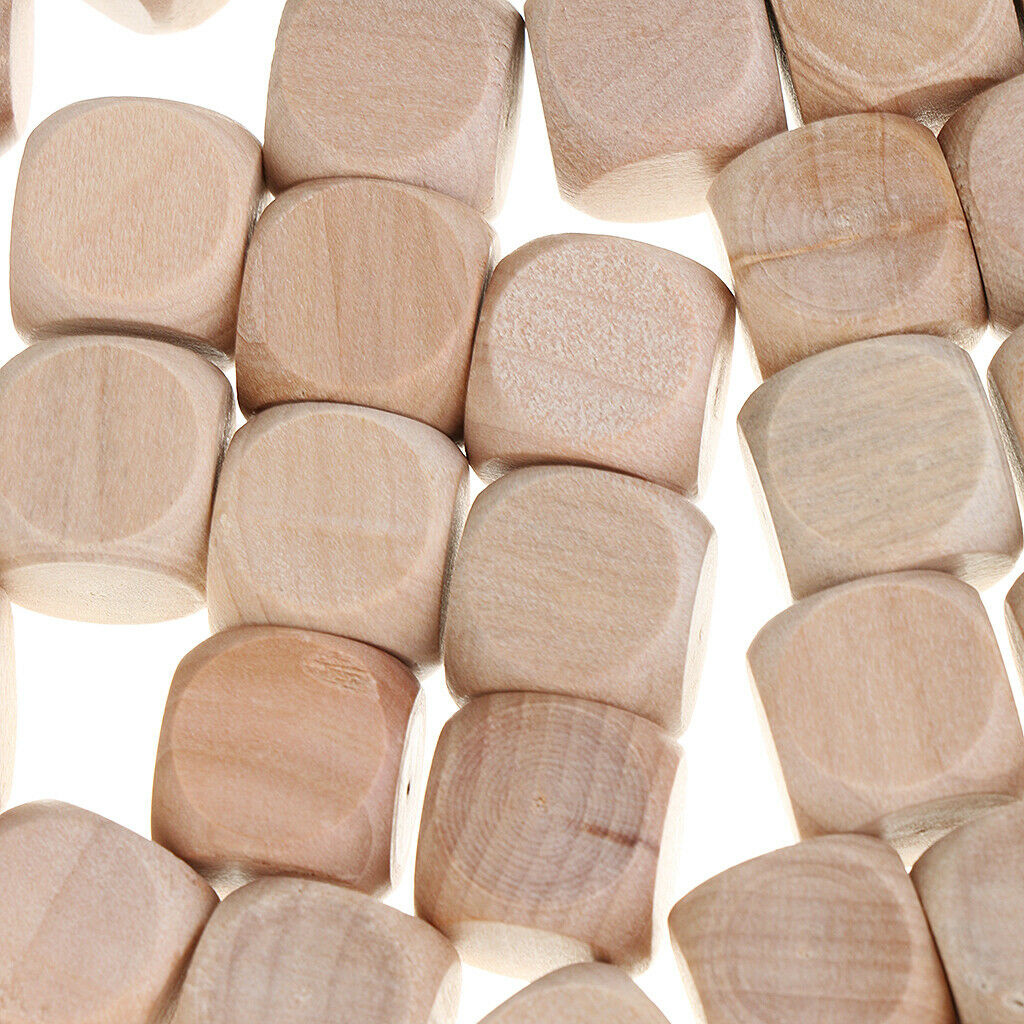50PCS Blank Wood Game Dice Set Toys 16mm Craft Wooden Blocks For Kids DIY Art