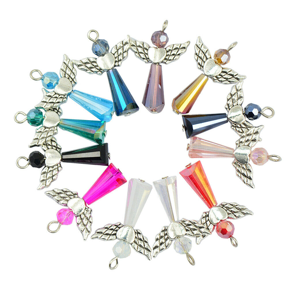 12x Coloful Angel Pendants Dangle Beads for DIY Necklace Bracelet Jewelry