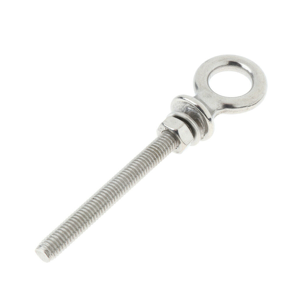 2Pcs M6 60mm STAINLESS STEEL EYE BOLT SHADE SAIL BOAT ROOF RACK BOLT NUT